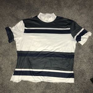 Cropped Stripe Turtleneck Shirt